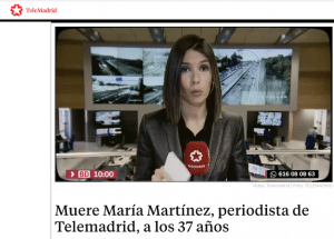 Fallece María Martínez, periodista de Telemadrid, a los 37 años