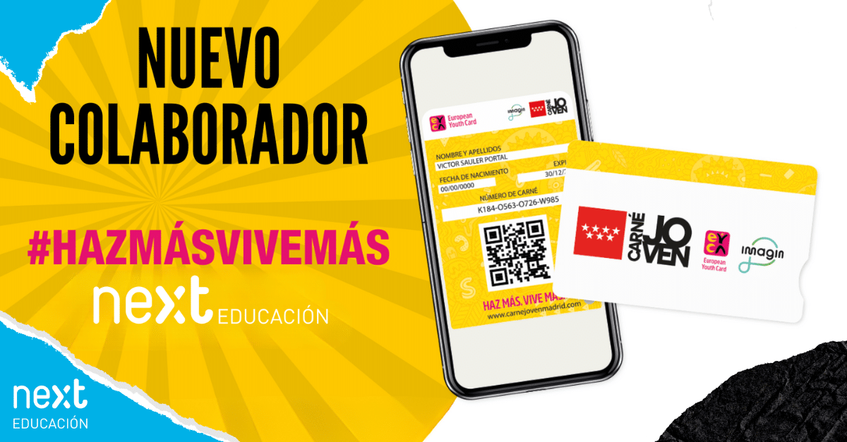 Next Educación se une como entidad colaboradora del Carné Joven de la Comunidad de Madrid