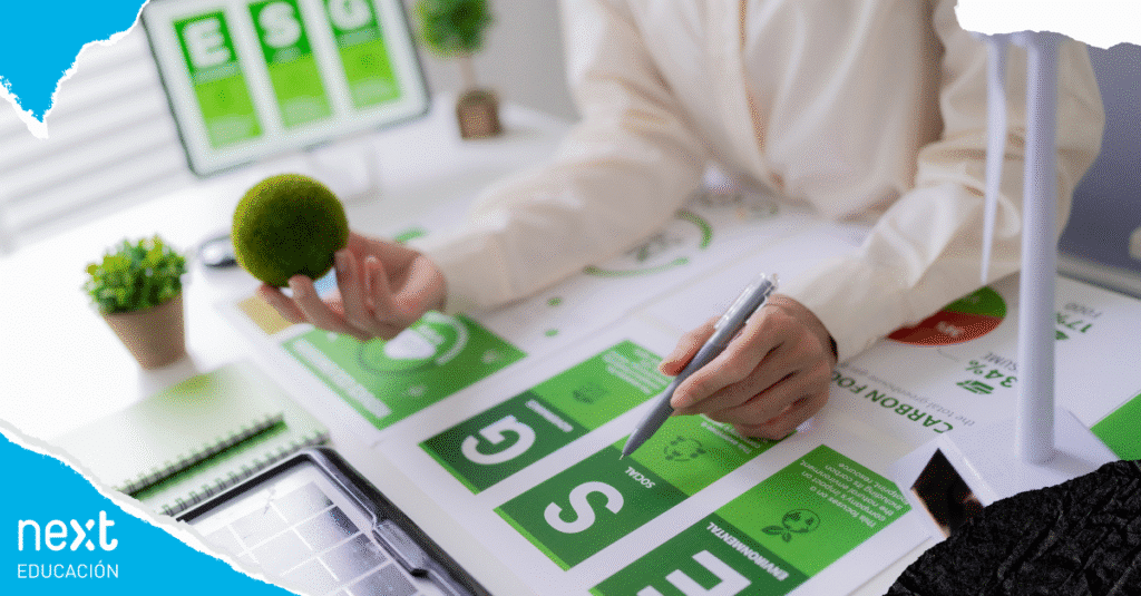 Persona valorando estrategias de sostenibilidad empresarial