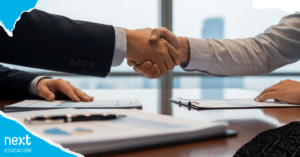 Dos personas llegando a un acuerdo de negociación